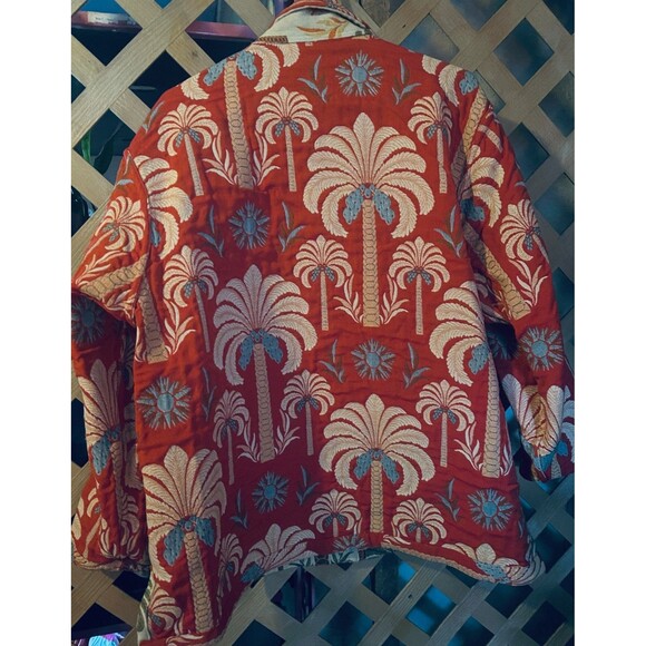 LIFESTYLE Plus 90's Y2K Woman Reversible Tapestry Palm Tree's Jacket 2X - Picture 10 of 13